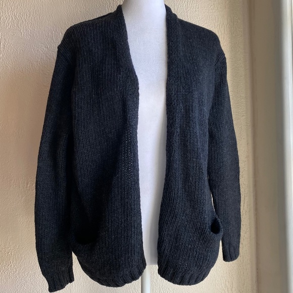 Vince charcoal heather gray wool open front cardigan with 3/4 sleeves Sz S - Picture 1 of 11